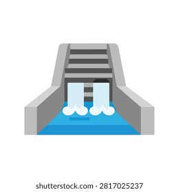 Hydroelectric dam infrastructure with flowing water spillways vector illustration for energy concept