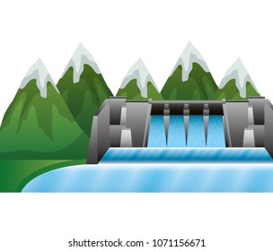 hydroelectric dam with landscape