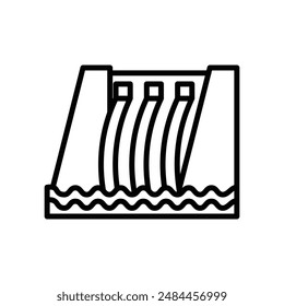 Hydroelectric dam linear logo mark in black and white