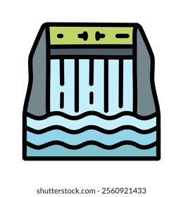 Hydroelectric dam vector illustration, filled design editable outline icon