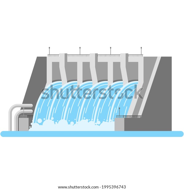 Hydroelectric dam\
water power station vector\
icon