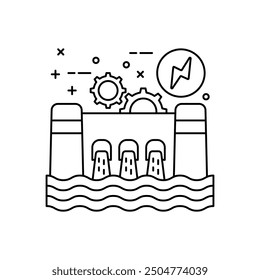 Hydroelectric Dams Outline Icon, Vector illustration