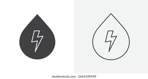 Hydroelectric energy icon Line graphics illustration