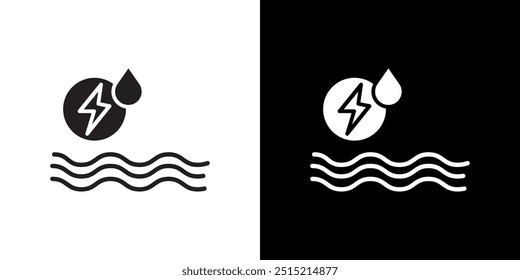 Hydroelectric energy icon Thin line flat illustration