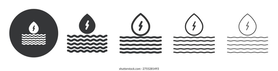 Hydroelectric Energy thin line and solid icon. Multi series icon. Web minimal icon