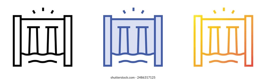 hydroelectric icon. Linear, Blue Fill and Gradient Style Design Isolated On White Background