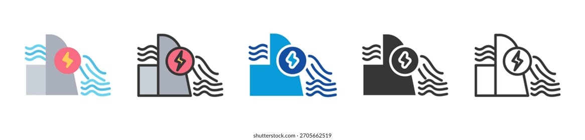 hydroelectric icon set multi style various collection