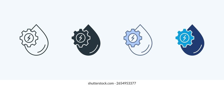 Colección de ícono de estilo múltiple hidroeléctrico