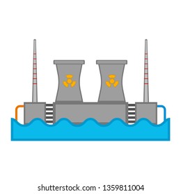 Hydroelectric and nuclear power station image. Vector illustration design