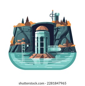 hydroelectric plant factory station icon