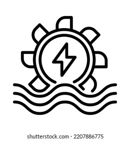 Hydroelectric Power Icon. Outline Style. Vector. Isolate On White Background.