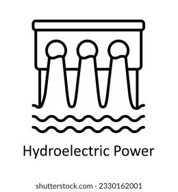 Hydroelectric Power Outline Icon Design illustration. Smart Industries Symbol on White background EPS 10 File