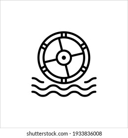 Hydroelectric power plant. Energy from water. Environmentally friendly source of energy. Renewable, rechargeable form of energy. Vector sign in a simple style isolated on a white background. 64x64