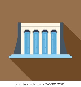 Hydroelectric power plant is generating renewable energy using a dam to control the flow of water