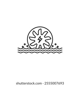 Hydroelectric power plant icon Simple thin line flat symbol