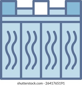 Hydroelectric Power Station Filled Blue Tone Icon