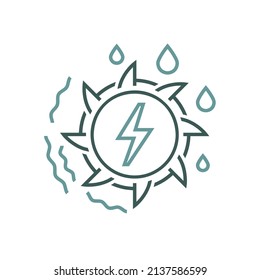 Hydroelectric power station icon. Water-power plant sign. Renewable energy source. Ecology concept. Editable vector illustration in modern outline style isolated on a white background.