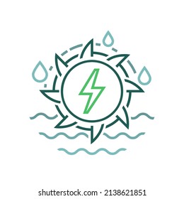 Hydroelectric power station icon. Water-power plant sign. Renewable energy source. Ecology concept. Editable vector illustration in modern outline style isolated on a white background.