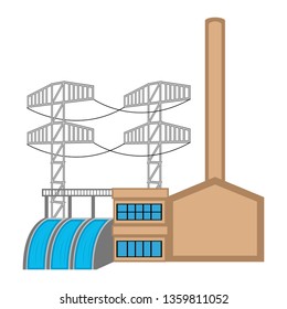Hydroelectric power station image. Vector illustration design