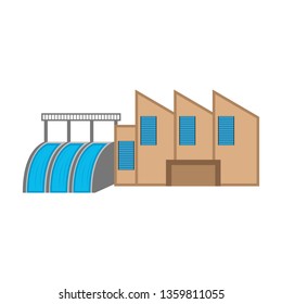 Hydroelectric power station image. Vector illustration design