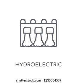Hydroelectric power station linear icon. Modern outline Hydroelectric power station logo concept on white background from Ecology collection. Suitable for use on web apps, mobile apps and print media.