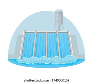 Hydroelectric Power Station as Natural Resource Vector Illustration