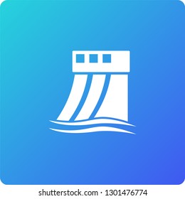 hydroelectric power station vector icon. hydroelectric power station single web icon on trendy gradient