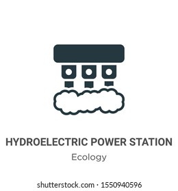Hydroelectric power station vector icon on white background. Flat vector hydroelectric power station icon symbol sign from modern ecology collection for mobile concept and web apps design.