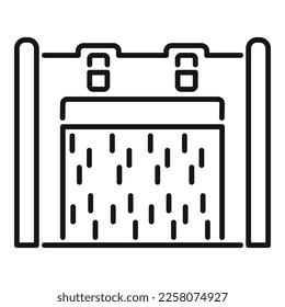 Vector de contorno de icono de la estación hidroeléctrica. Energía eléctrica. Hidroeléctrica