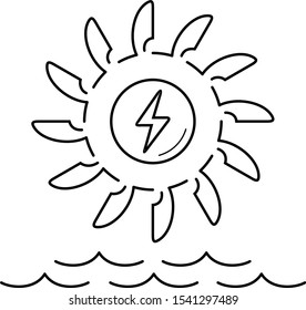 Hydroelectric turbine. Vector outline icon.
