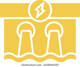 Hydroelektrisches Vektorsymbol. Kann für Druck-, Mobil- und Web-Anwendungen verwendet werden.
