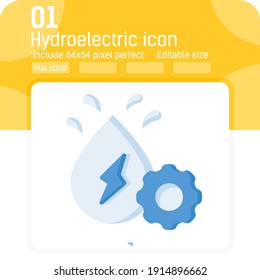 Hydroelectric vector icon concept with flat blue color style isolated on white background. Vector illustration hydroelectric sign symbol icon for technology, ui, ux, website, ecology and mobile apps