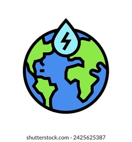 hydroelectricity globe hydroelectric power color icon vector. hydroelectricity globe hydroelectric power sign. isolated symbol illustration