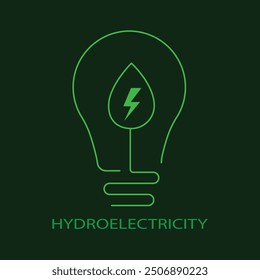 Hydroelectricity Icon with Editable Stroke.