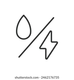 Hydroelectricity, in line design. Hydroelectricity, Water, Energy, Power, Dam, Turbine, Renewable on white background vector. Hydroelectricity editable stroke icon.