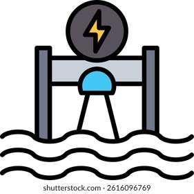 Hydroelectricity Line Vector Icon Design
