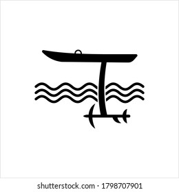 Hydrofoil Board Icon, Foilboard Icon, Surfboard With A Hydrofoil Attached Below Vector Art Illustration