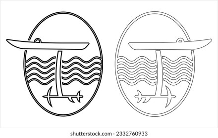 Hydrofoil Board Icon, Foilboard Icon, Surfboard With A Hydrofoil Attached Below Vector Art Illustration