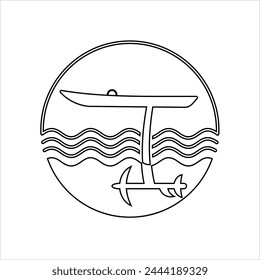 Hydrofoil Board Icon, Foilboard Icon, Surfboard With A Hydrofoil Attached Below Vector Art Illustration