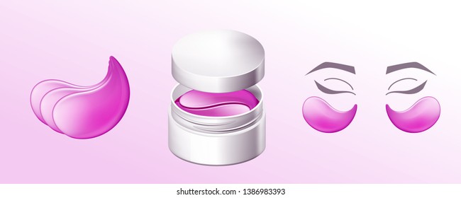 Hydrogel Cosmetic Eye Patch Jar. Cosmetic Product For  Skin. Patches Under The Eyes. Collagen Mask