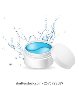 Hydrogel cosmetic eye patches in a jar. Cosmetic product for skin. Spots under the eyes. Collagen mask