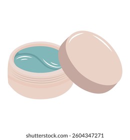 Hydrogel eye patches in box. Makeup cosmetic product. Cartoon flat illustration.