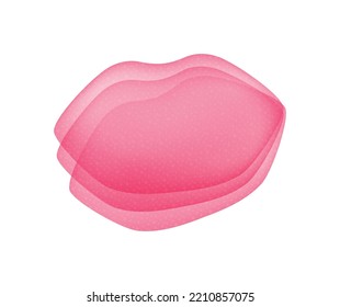 Hydrogel Lip Patches. Care for Cracked Woman Lips. Pink Color. Realistic style. White background. Vector stock illustration for Beauty Design.