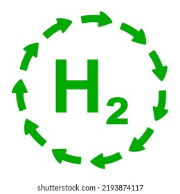 Hydrogen and arrows on white