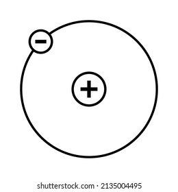 Hydrogen atom line icon. Proton and electron on hydrogen atomic orbit. Vector Illustration