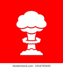 Hydrogen bomb blast vector icon isolated on red background