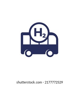 hydrogen bus icon on white, clean transport vector