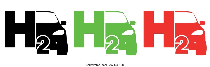 hydrogen car icon on white background