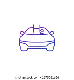 Hydrogen Car Line Icon On White, Vector