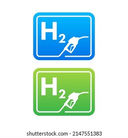 Hydrogen car station, H2 gas. Renewable Eco Energy. Vector stock illustration.